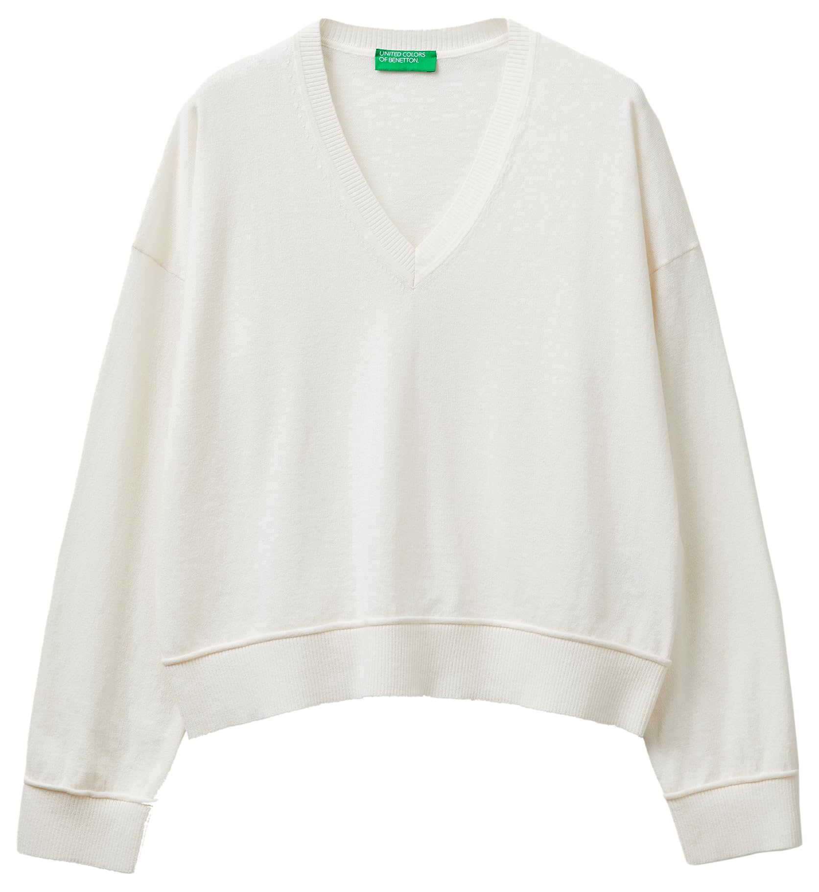 Benetton Maglieria 1y6sd403o maglione bianco XXS scollo a V
