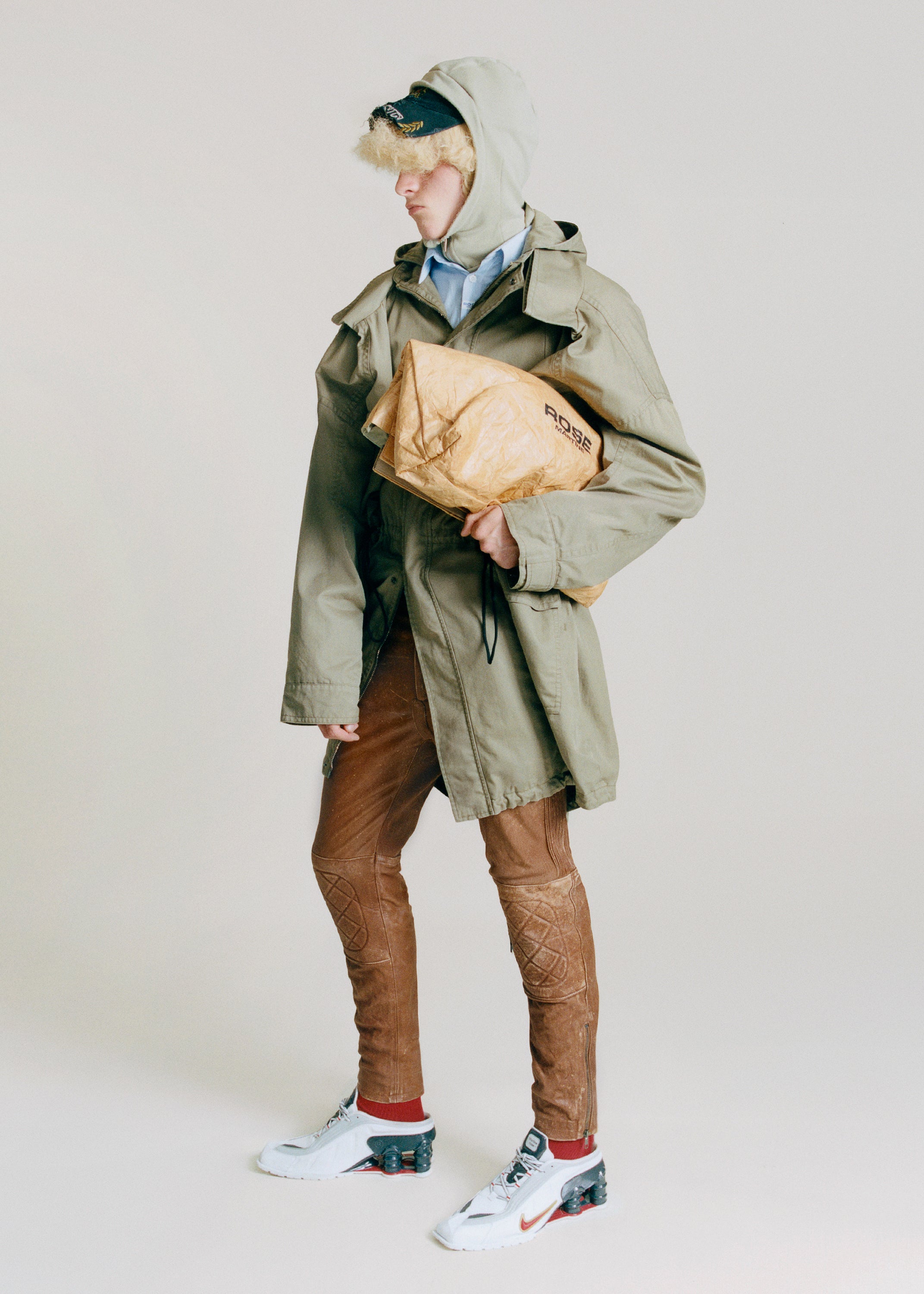 Martine Rose Half Stretch Trench giacca Khaki Green cotone