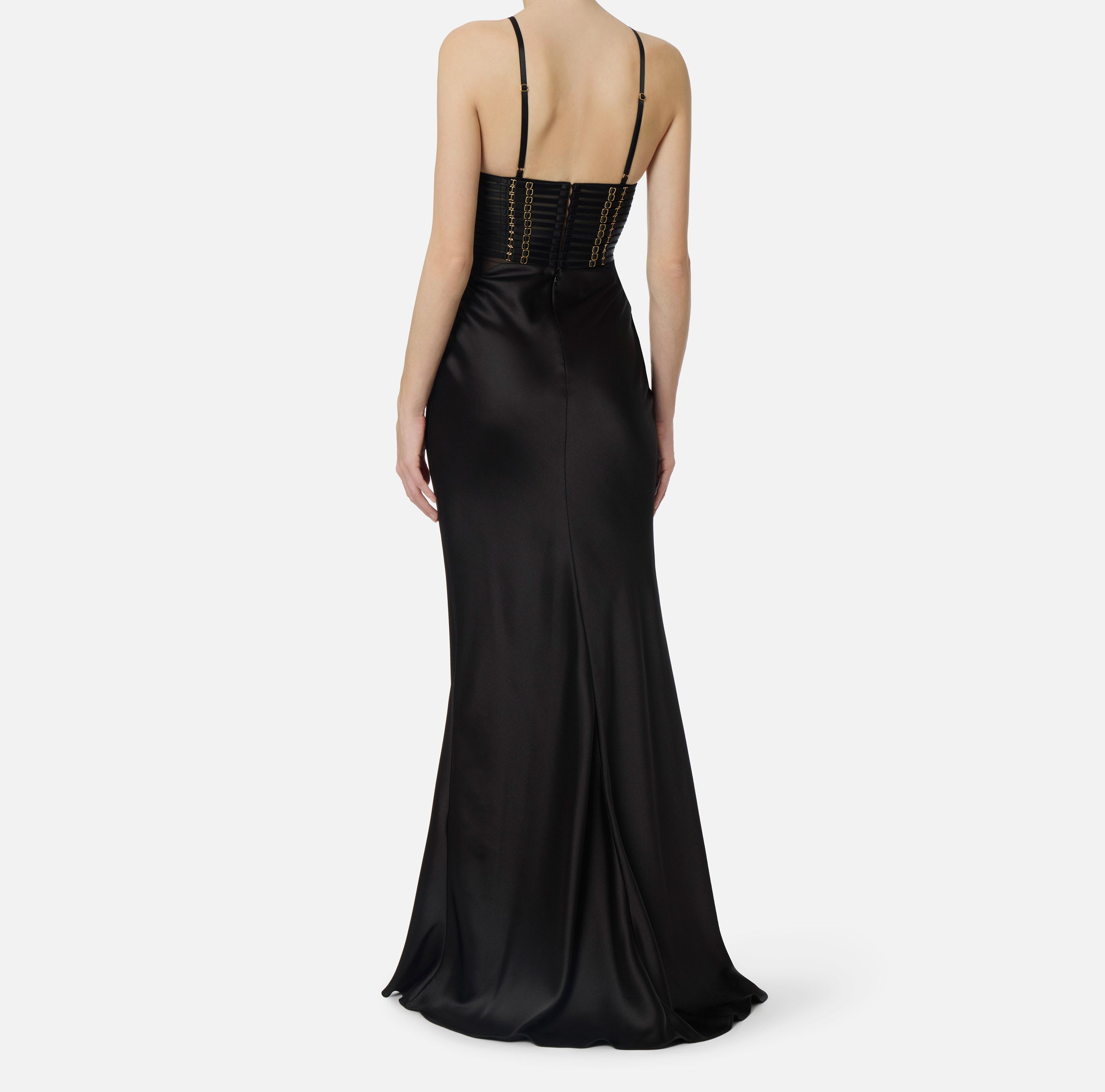 Elisabetta Franchi ABR5362E2 abito nero raso red carpet