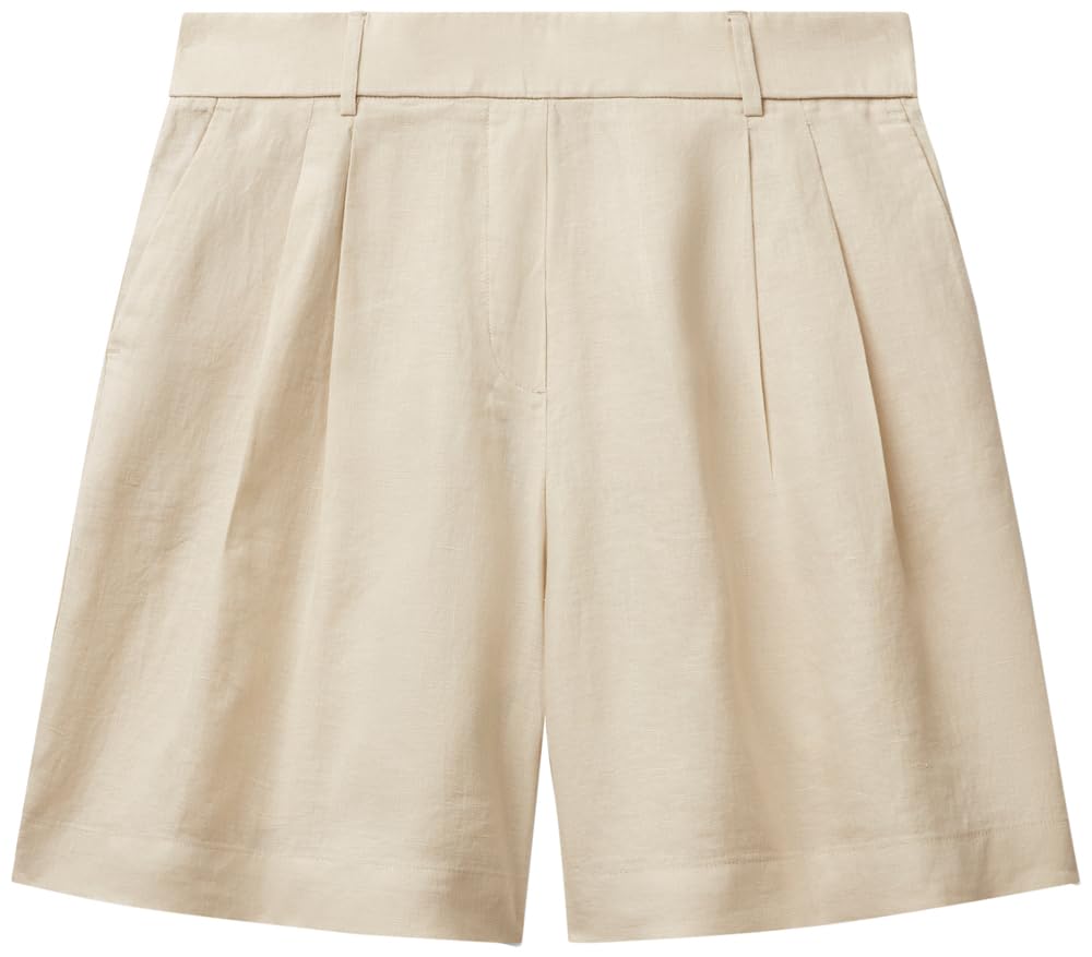 Benetton 4AGHD901V bermuda donna beige in lino