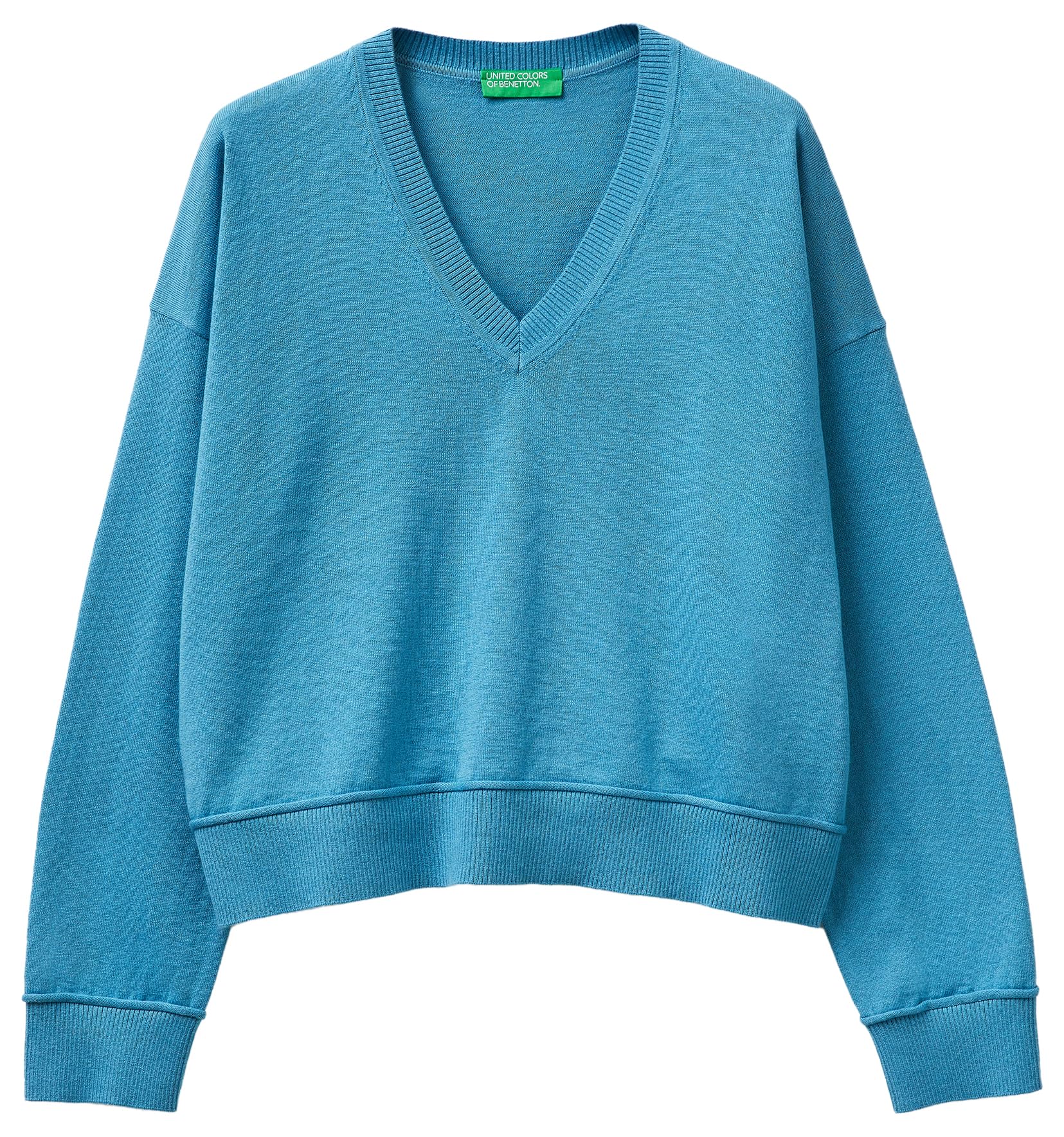 Benetton Maglieria 1y6sd403o maglione bianco XXS scollo a V