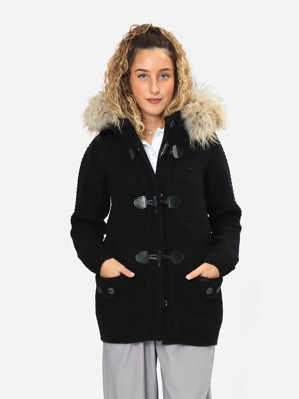 Bark D9001/C Medium Duffle Coat Giubbotto Donna Nero