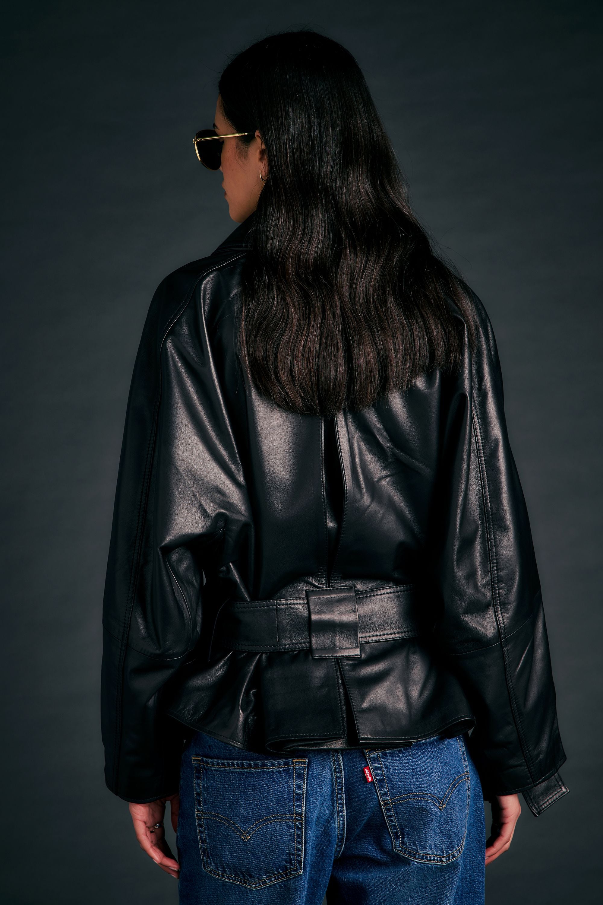 Karen Walker Underground Coat cappotto pelle nero cropped