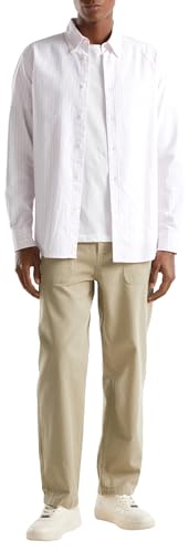 Benetton 4ujmuf042 Pantalone Uomo Verde Oliva 42 lino