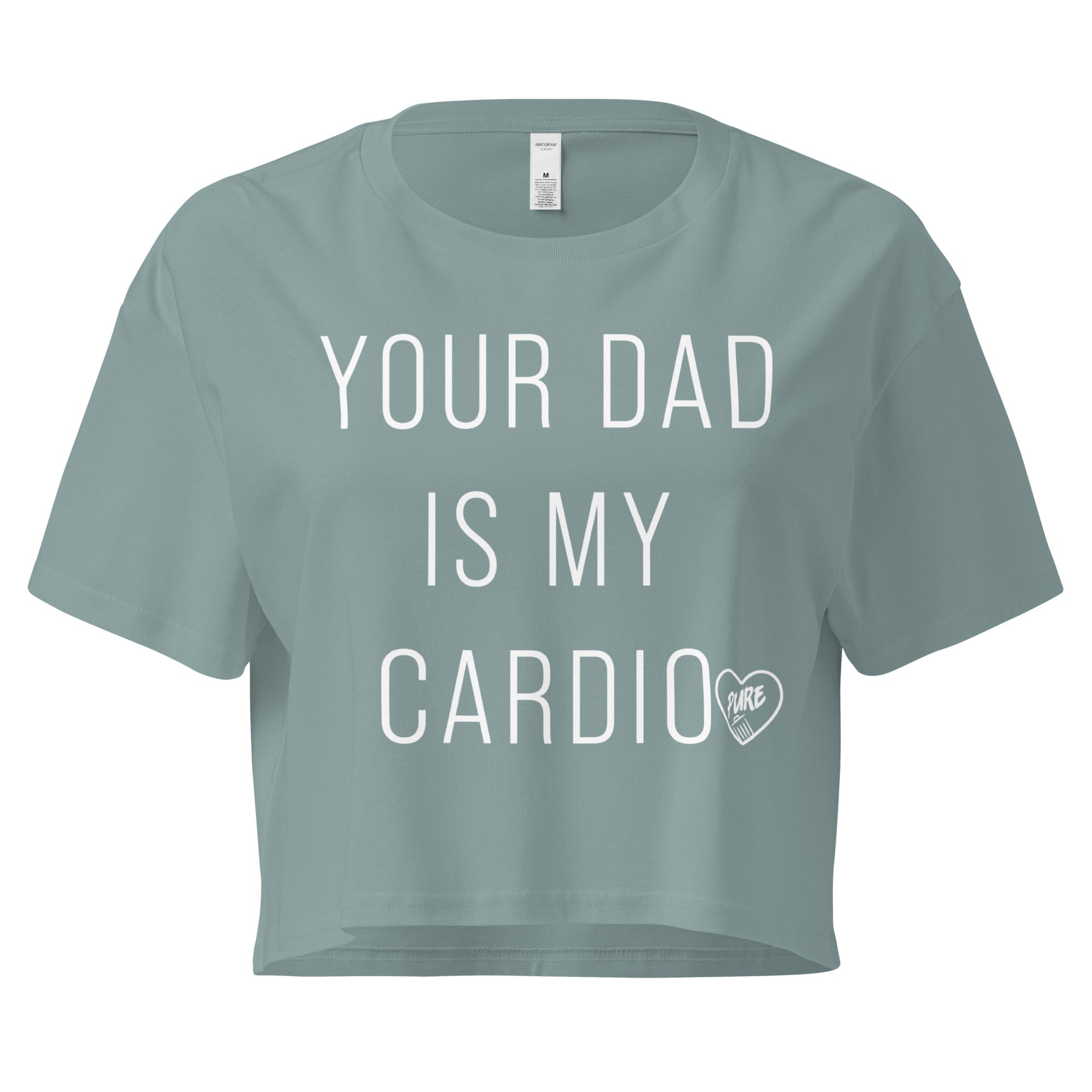 Pure Trash Your Dad is My Cardio top crop nero cotone
