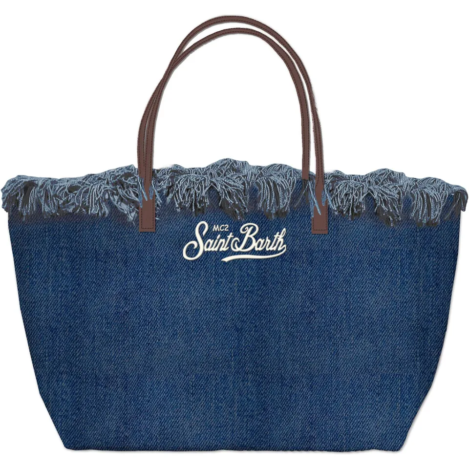 MC2 Saint Barth City Bag Fringe 01031L Borsa Denim Blu