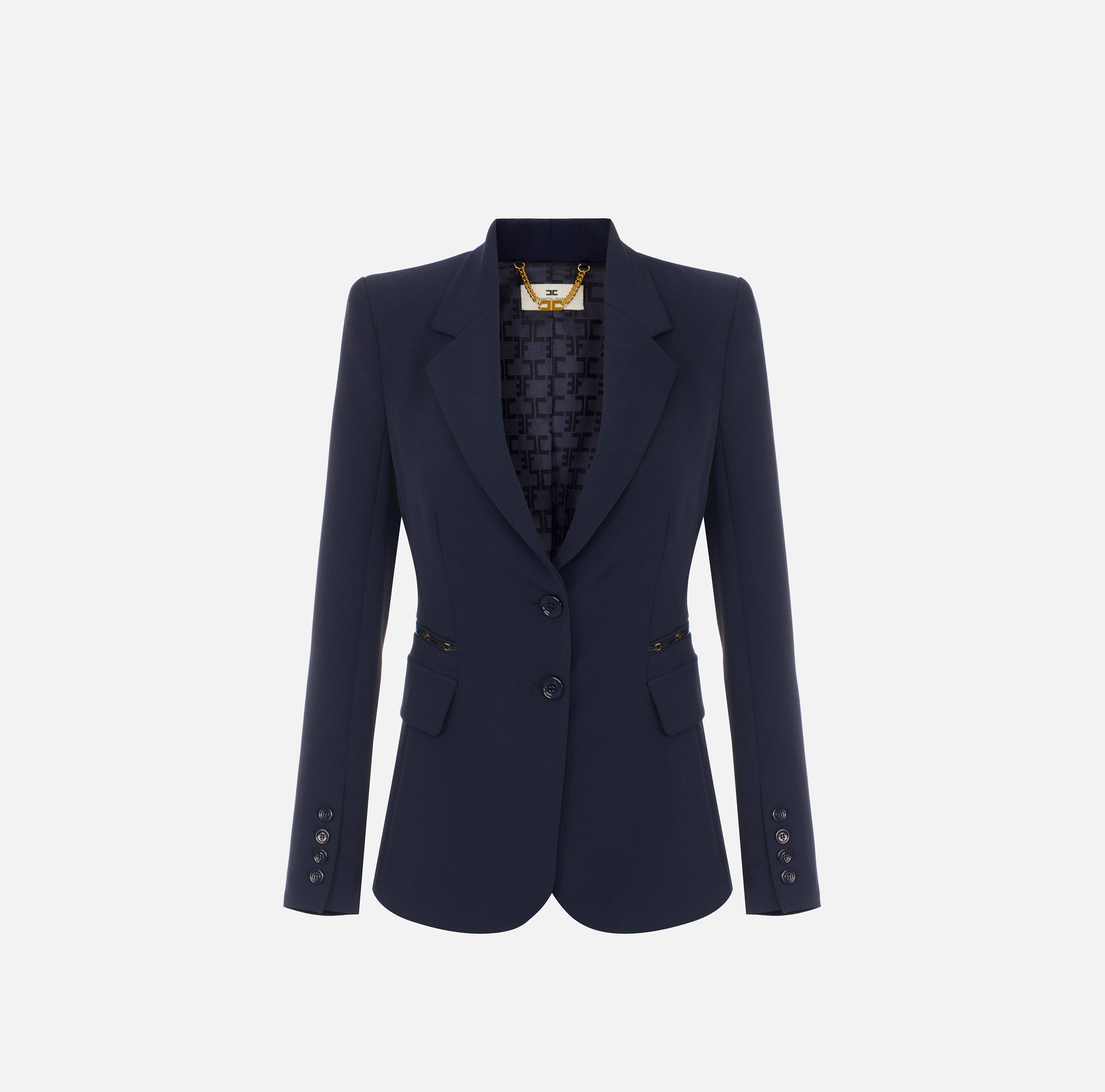 Elisabetta Franchi GI27466E2 Giacca Blu Notte Crepe Slim
