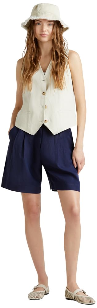 Benetton Bermuda Lino Pences Vita Elastica
