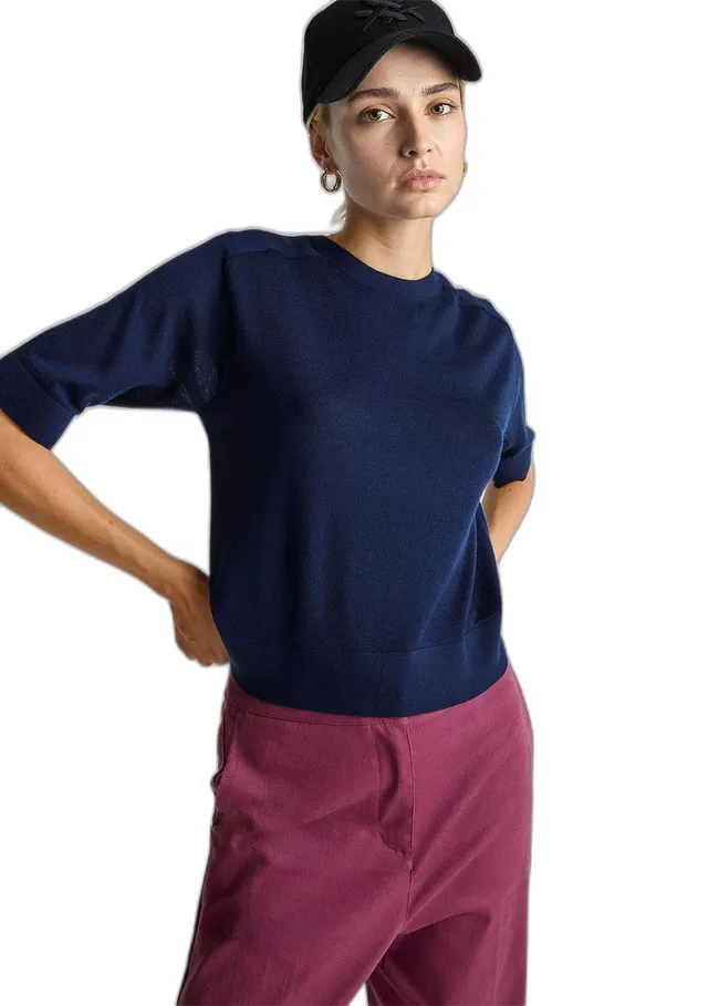 Benetton 11ahd10e6 Maglione Merino Blu M Donna