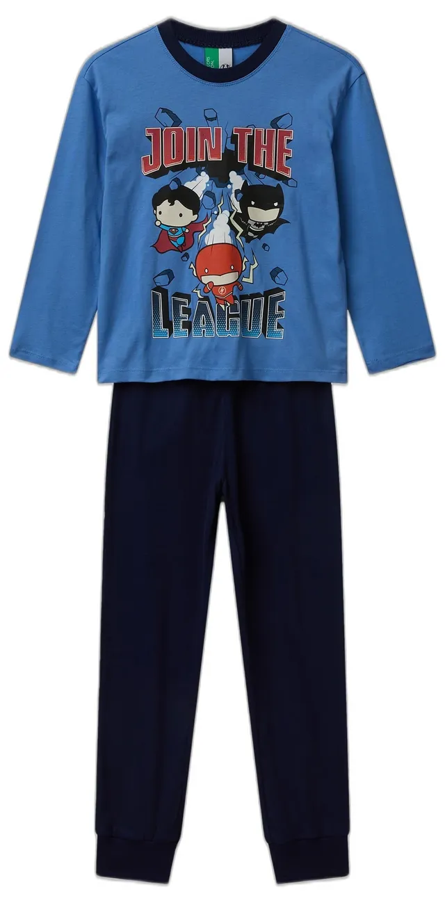 Benetton 3VR50P08V pigiama bambino cotone blu taglia S