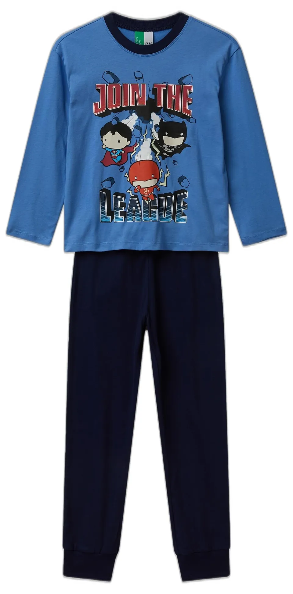 Benetton 3VR50P08V pigiama bambino cotone blu taglia S