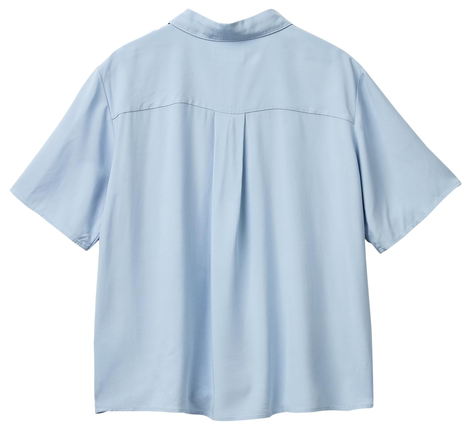Benetton 5WPWDQ0B1 Camicia Blu Viscosa Regular