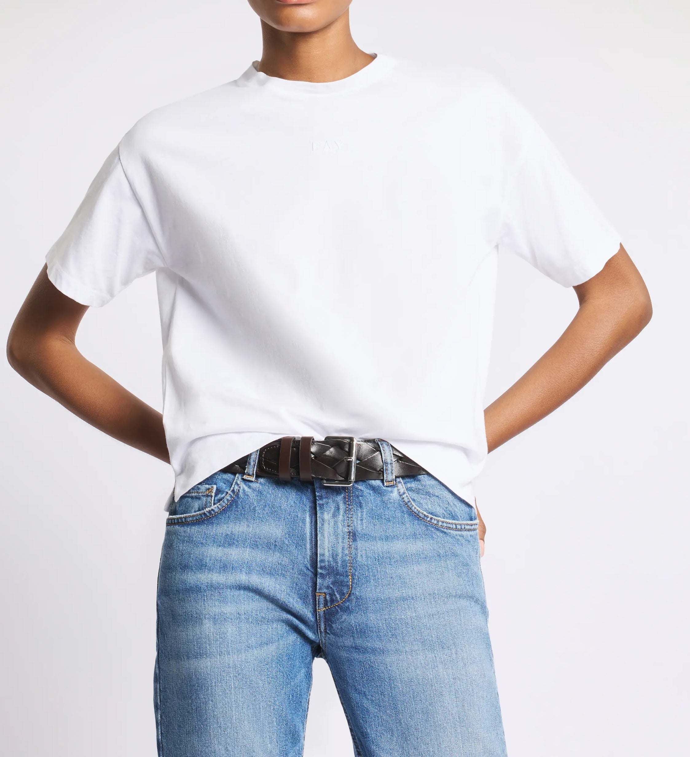 Fay NPWB2526610 T-shirt Donna Bianco Jersey Cotone
