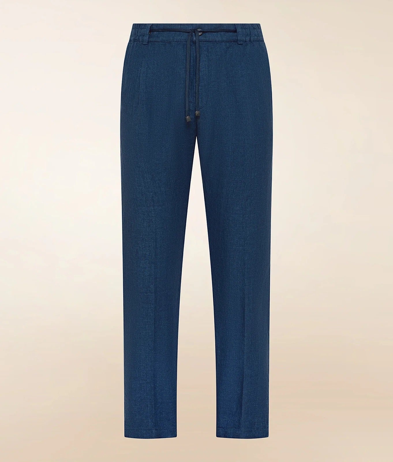 Cruna Mitte 1712 Pantaloni Lino Blu Tapered Fit Uomo