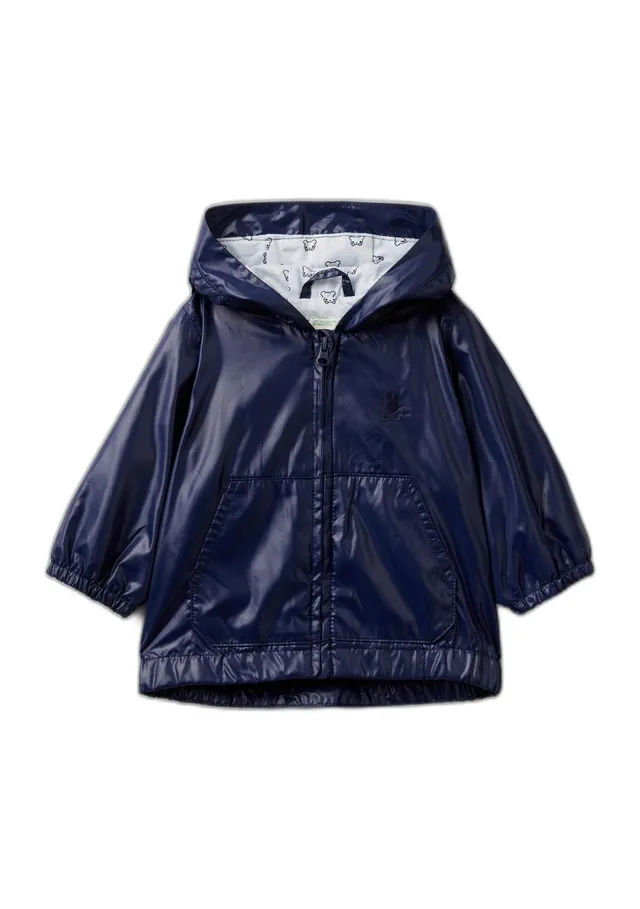 Benetton Giacca Bimbi Blu Notte 252 K-Way Cappuccio
