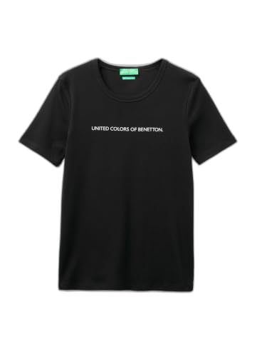 Benetton 3GA8E16A2 T-Shirt Donna Nero Glitter