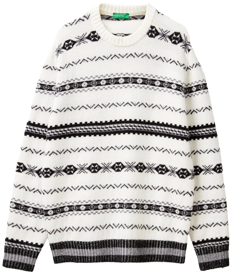 Benetton Maglieria 18ayk10ap Maglione Uomo XS jacquard