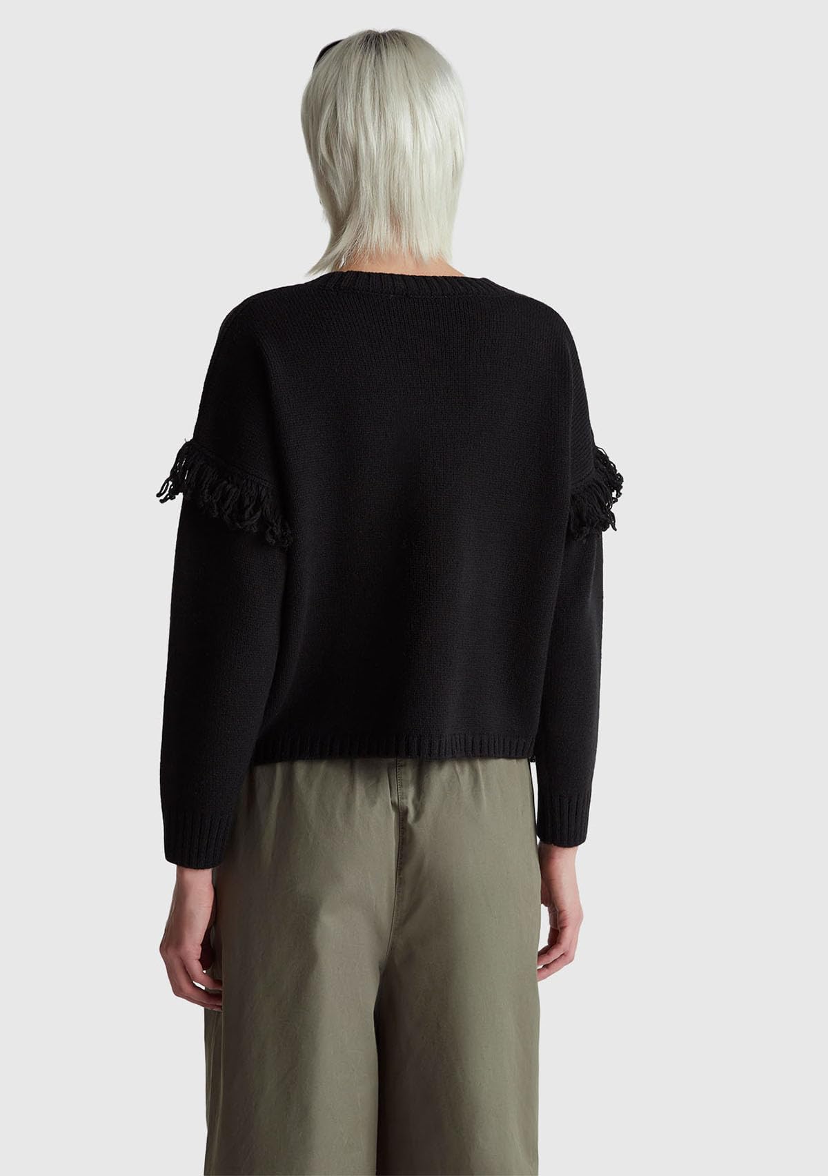 Benetton Maglieria 191vd10ez Maglione Donna Nero Boxy