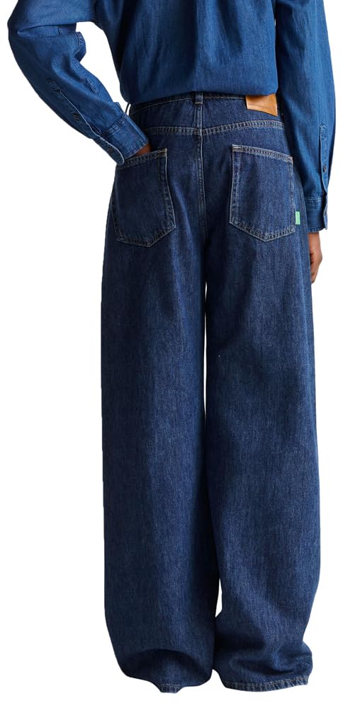 Benetton 43UNDE02B jeans donna blu wide fit cotone