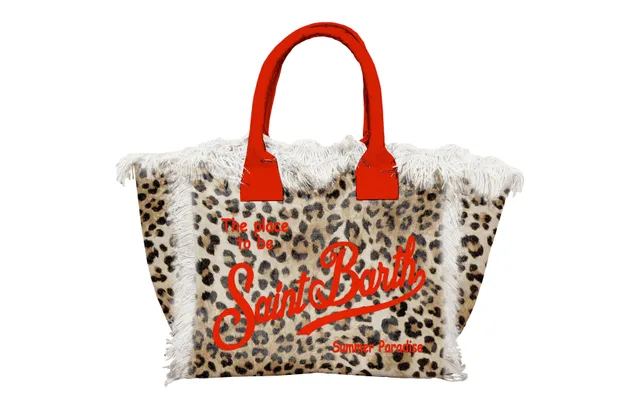 MC2 Saint Barth Vanity Mini Borsa Canvas Leopard Sand Rosso
