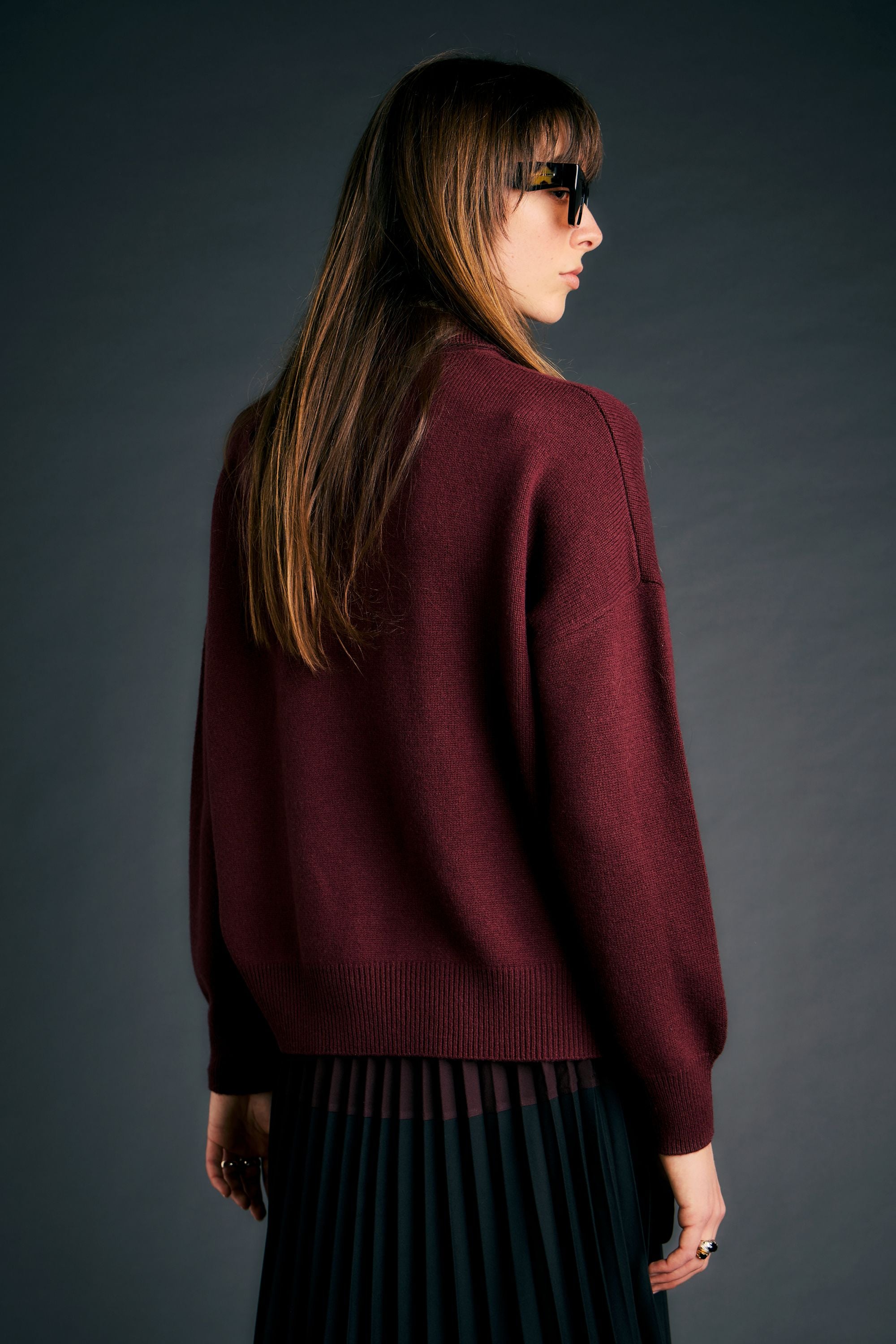 Karen Walker K Flag Polo maglia merino mogano
