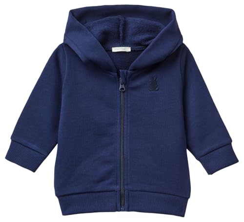 Benetton Felpa zip cappuccio orecchie logo coniglietto