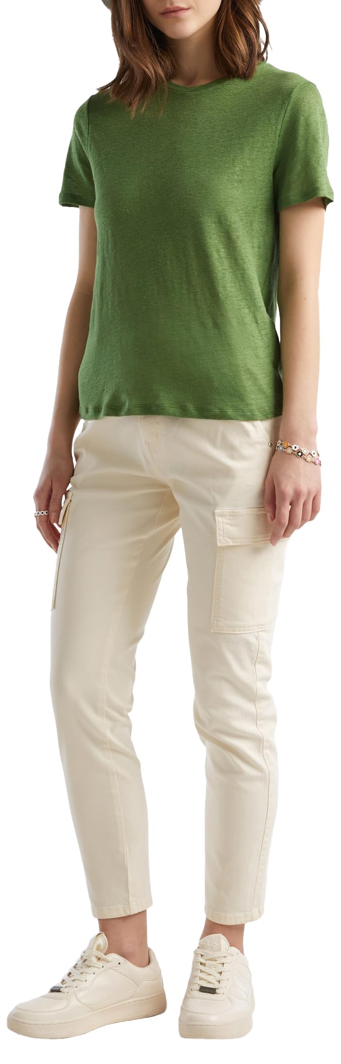 United Colors of Benetton T-Shirt Lino Donna Verde Bosco