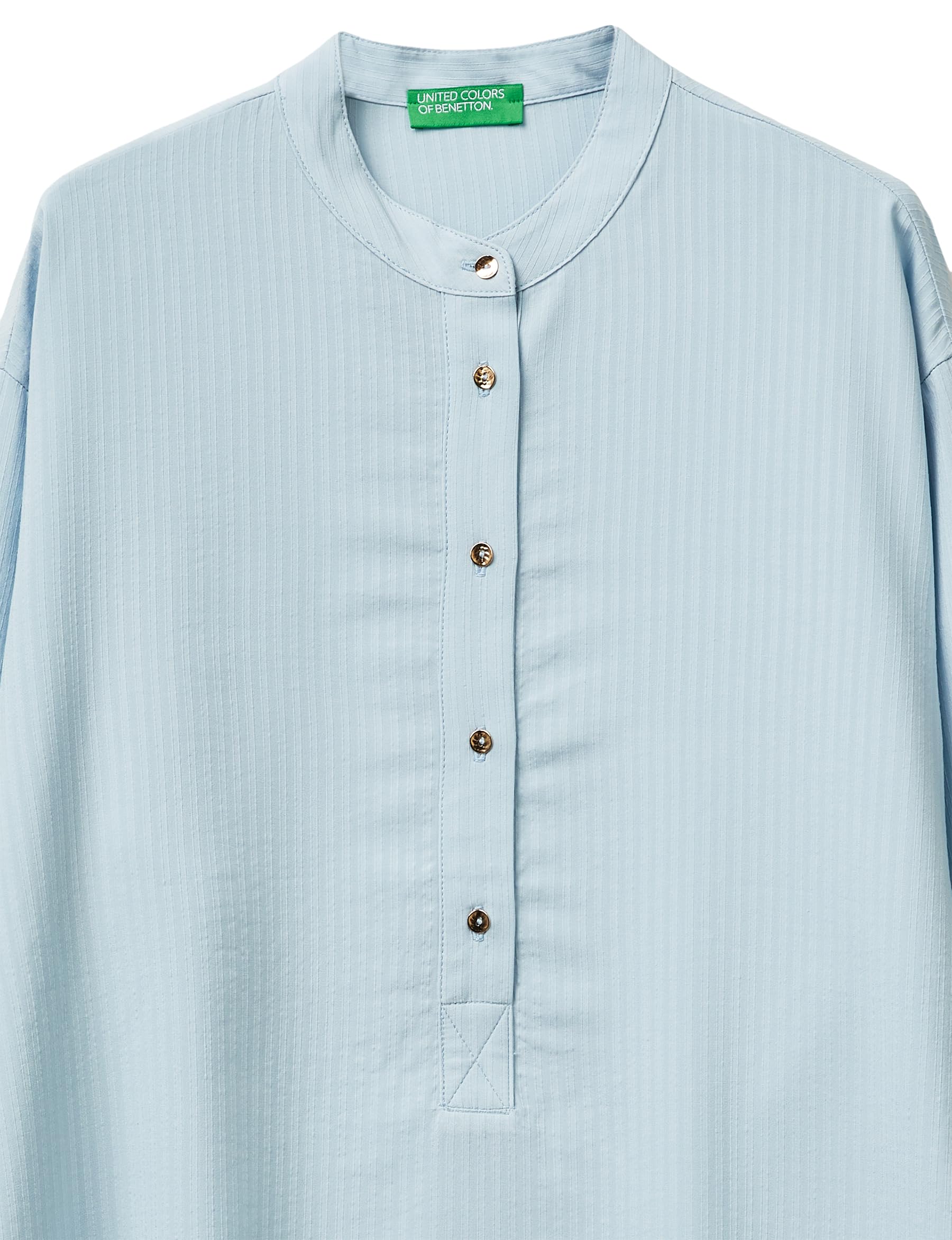 Benetton 5X0VDQ0DD Blusa Blu Rigata Coreana