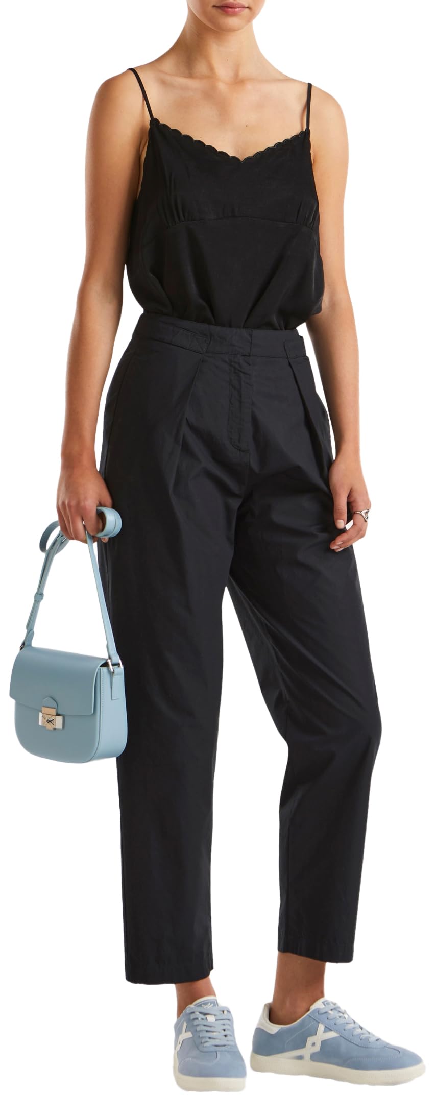 Benetton 4AC7DF06L Pantaloni Donna Nero Cotone