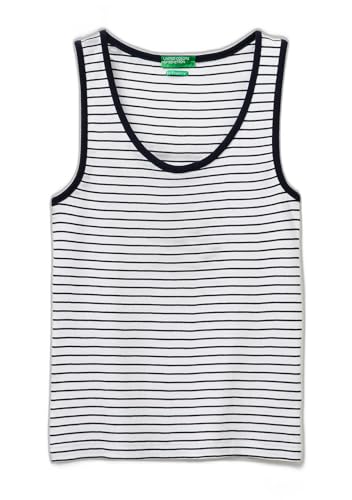 Benetton Canottiera Donna Bianco XS in Costina Slim