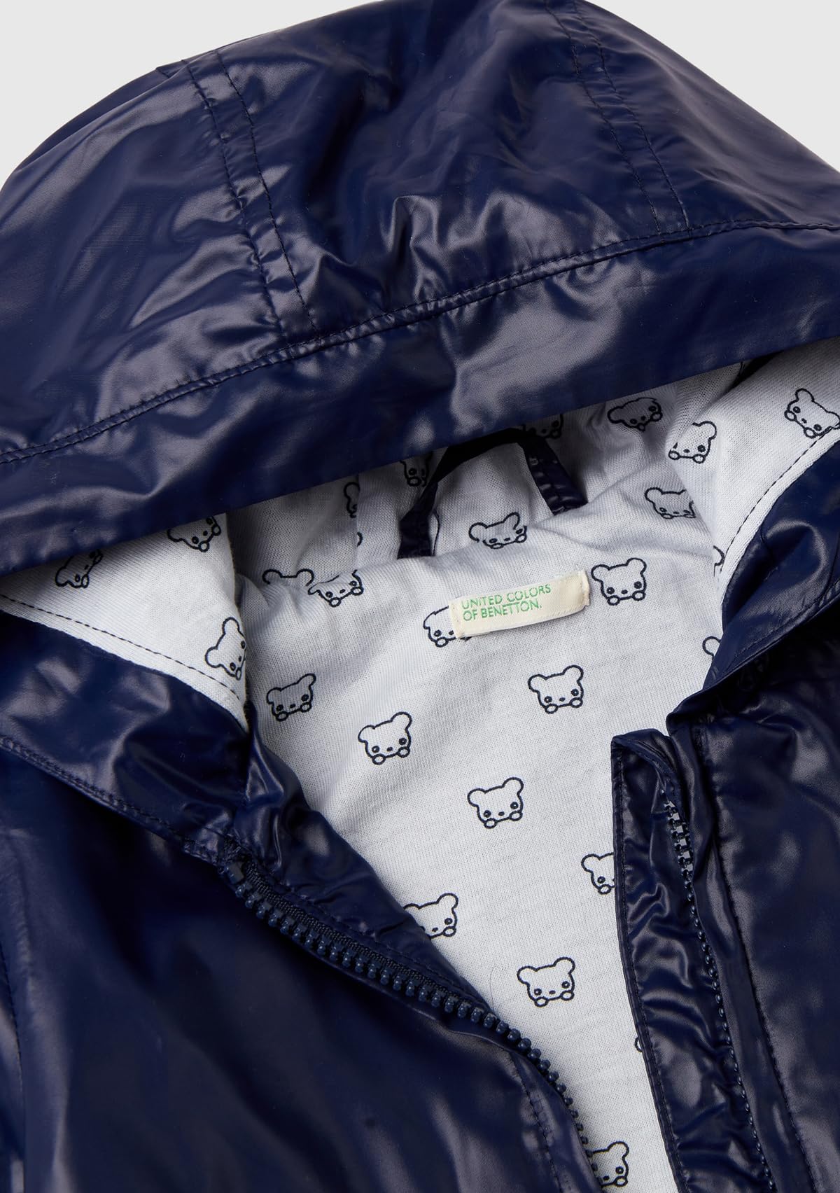 Benetton Giacca Bimbi Blu Notte 252 K-Way Cappuccio