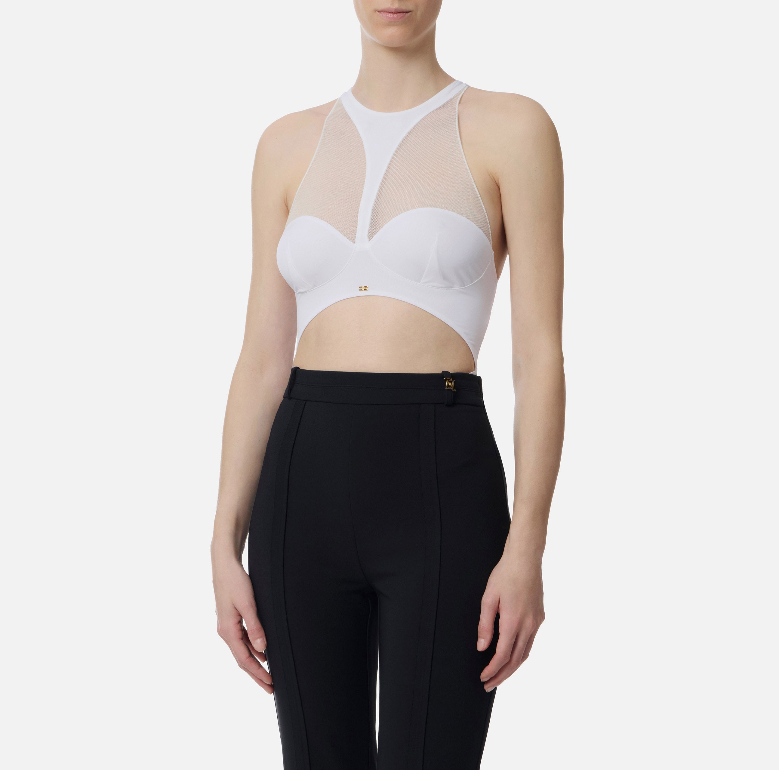 Elisabetta Franchi BO02762E2 Body Donna Avorio