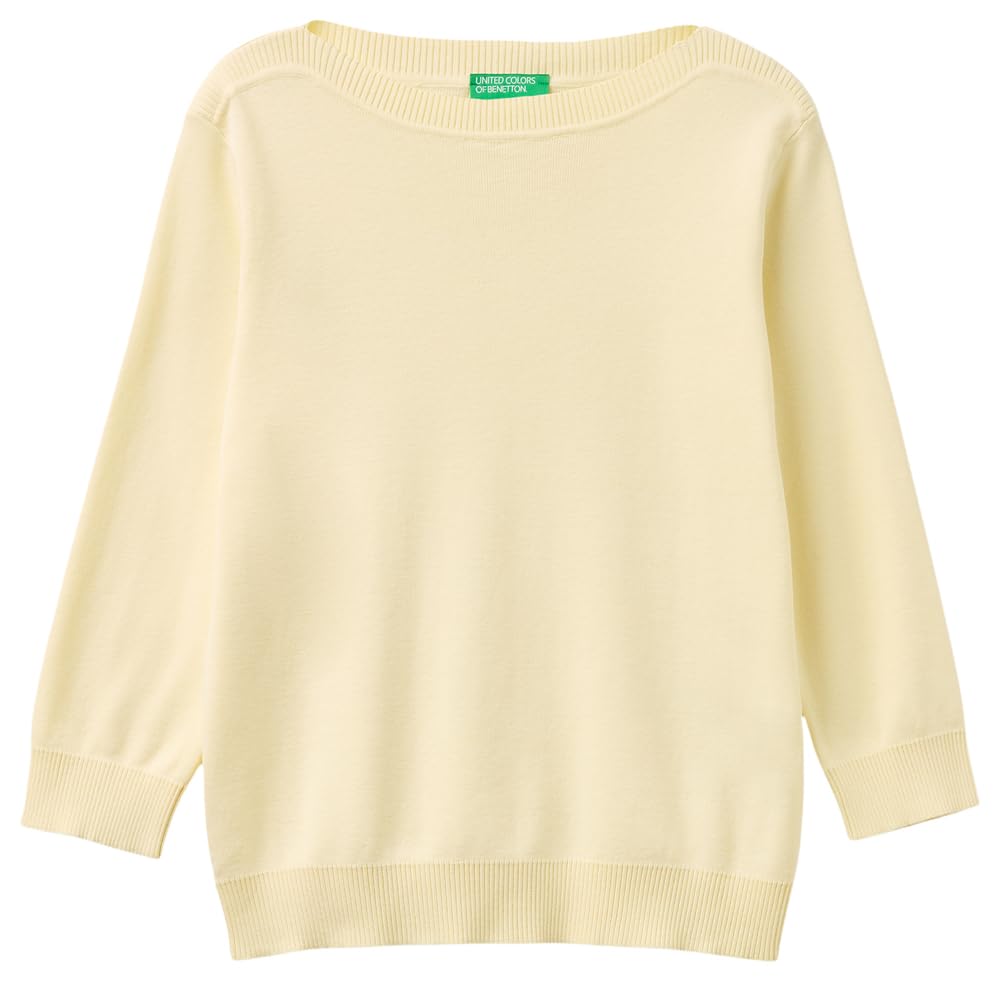 Benetton Maglieria 1c19d10g1 maglia barca gialla manica 3/4