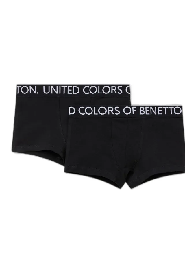 Benetton 3op80x230 Boxer Bambino Nero 2 Pezzi
