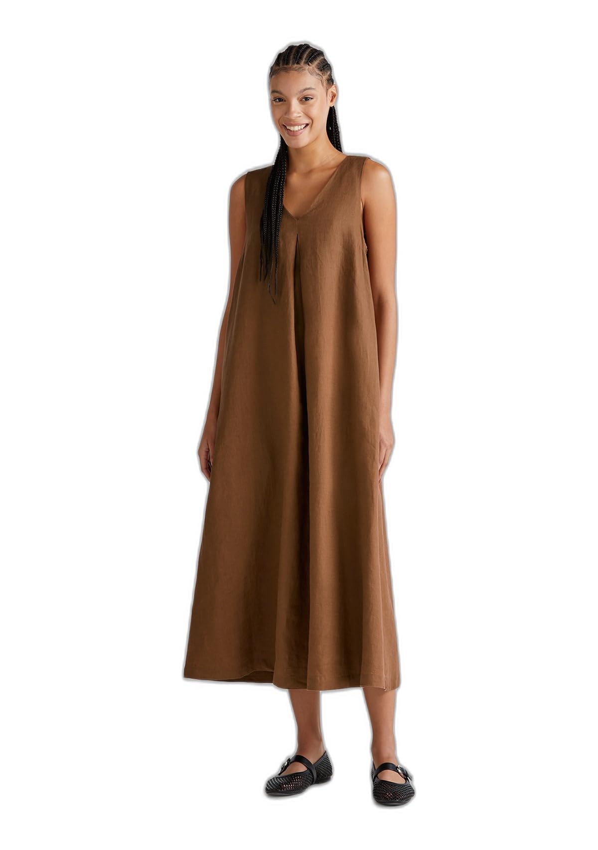 Benetton 4aghdv07c Vestito Donna Linea A Bianco Ottico 101