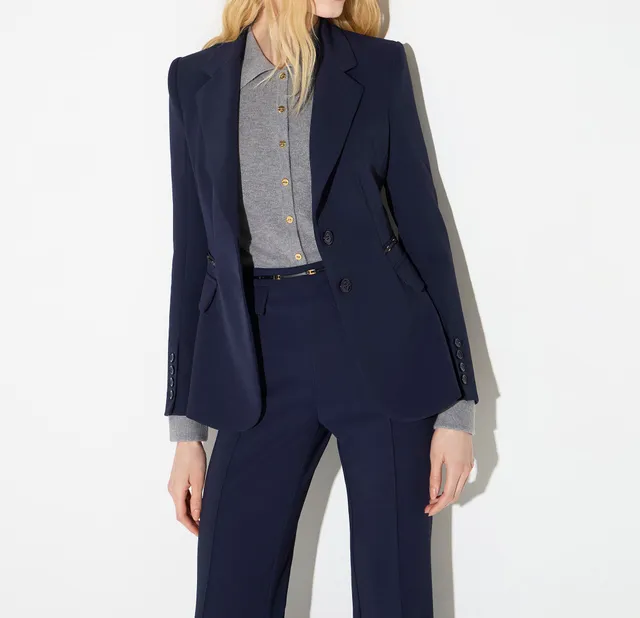 Elisabetta Franchi GI27466E2 Giacca Blu Notte Crepe Slim