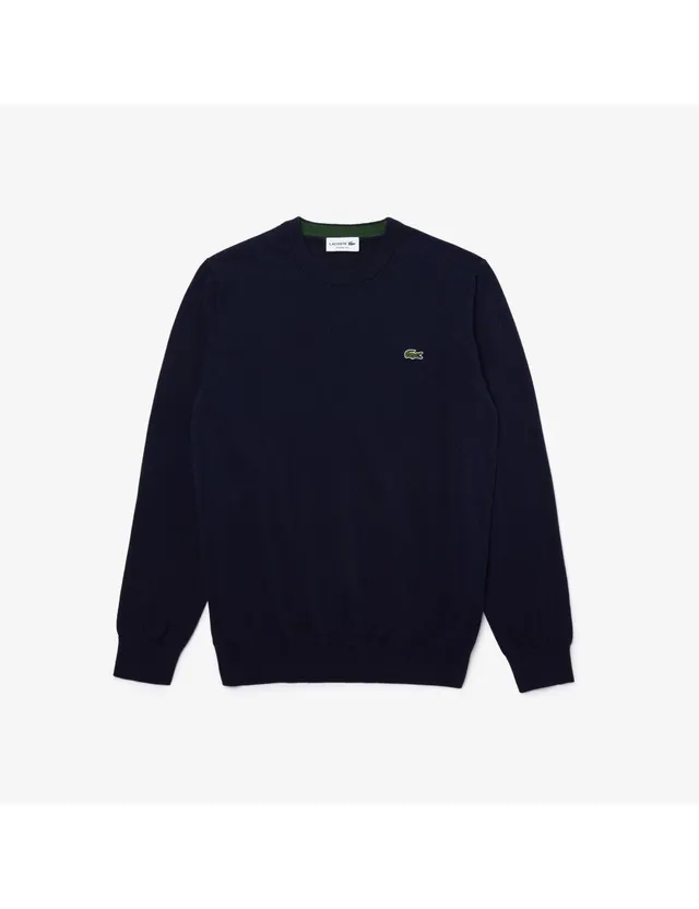 Lacoste AH0128 Pullover Uomo Navy Misto Cotone