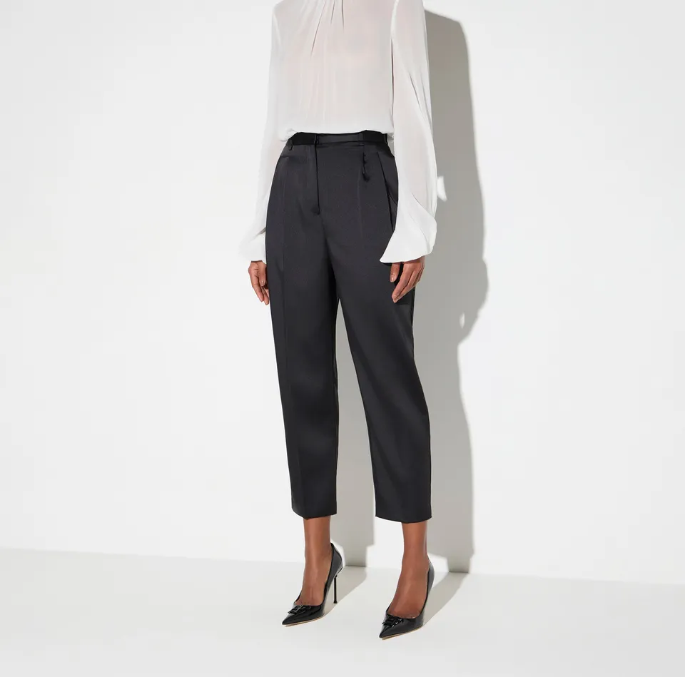 Elisabetta Franchi PA20366E2 pantalone nero raso stretch