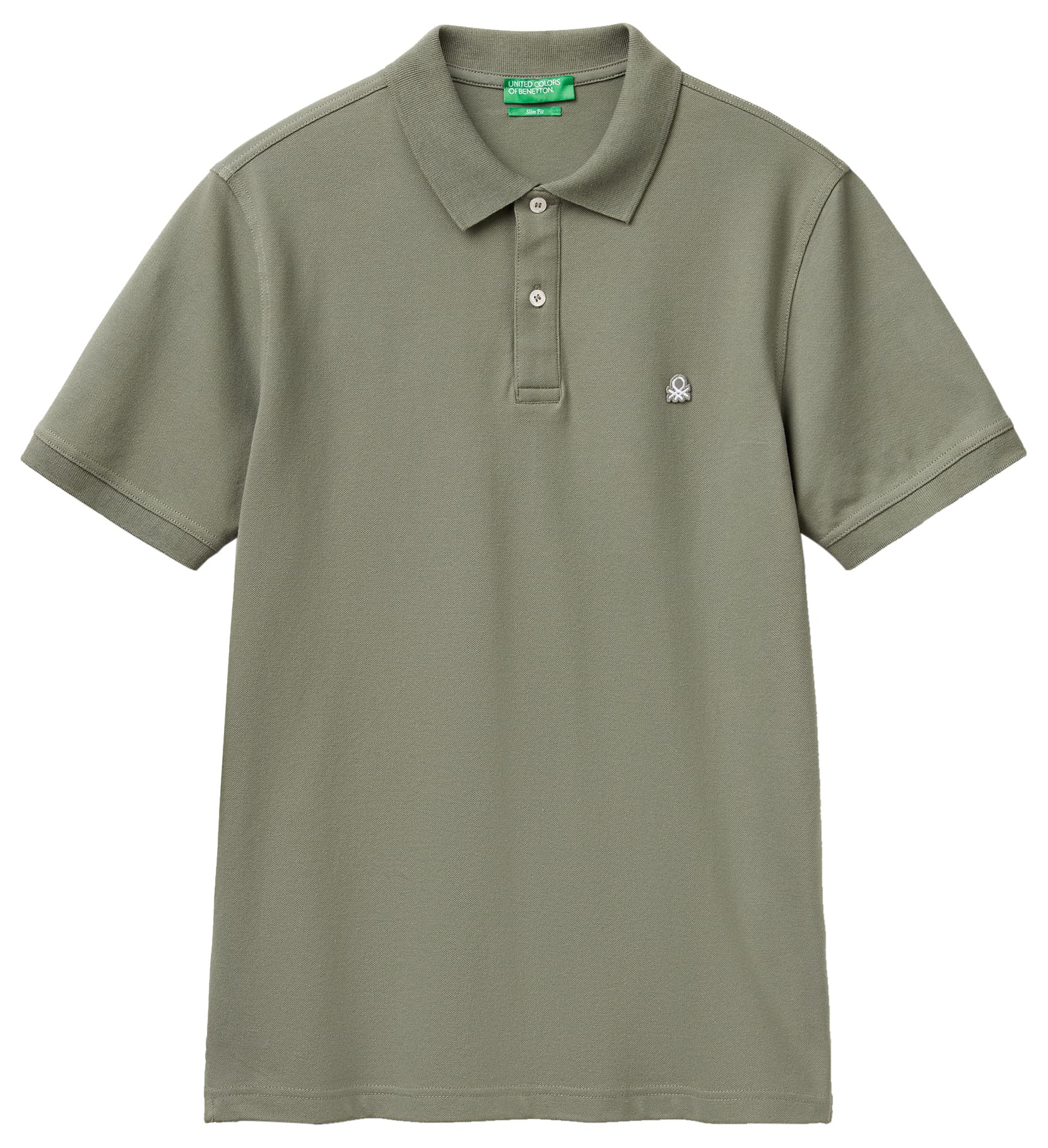 Benetton Polo Manica Corta Slim con Patch Logo Cuore