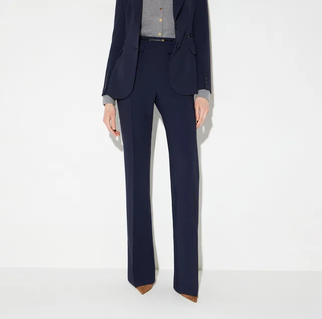 Elisabetta Franchi PA19666E2 pantalone palazzo blu notte