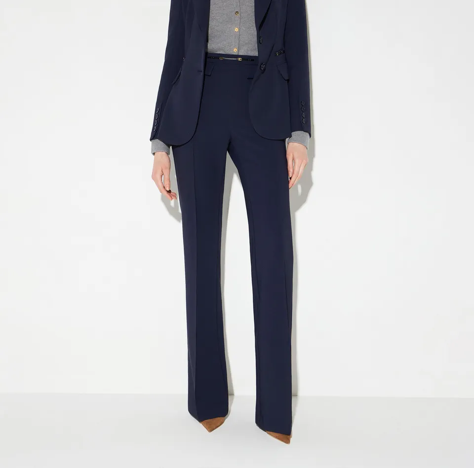 Elisabetta Franchi PA19666E2 pantalone palazzo blu notte