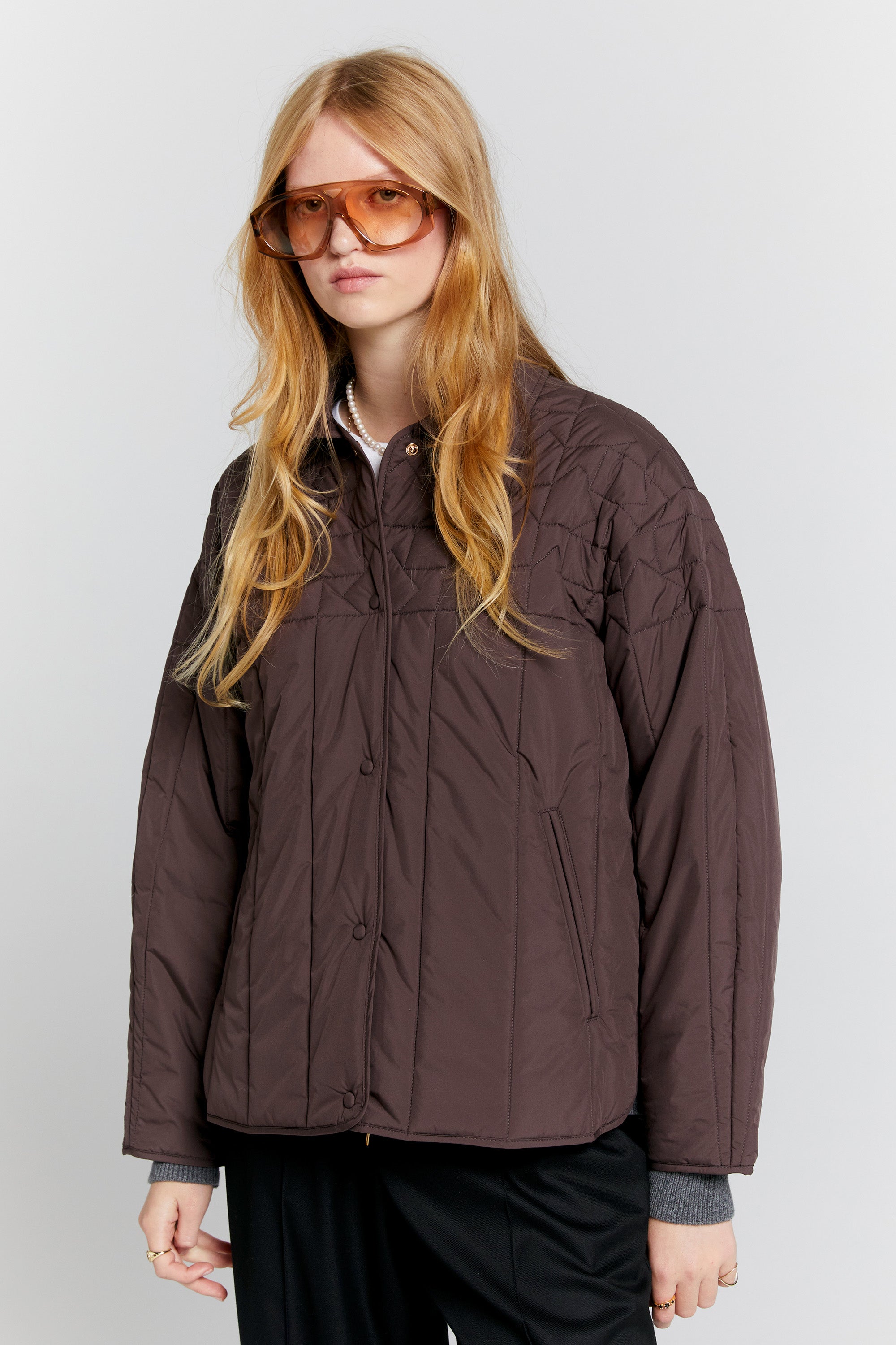 Karen Walker Quilted Voyager Jacket giacca trapuntata mahogany M