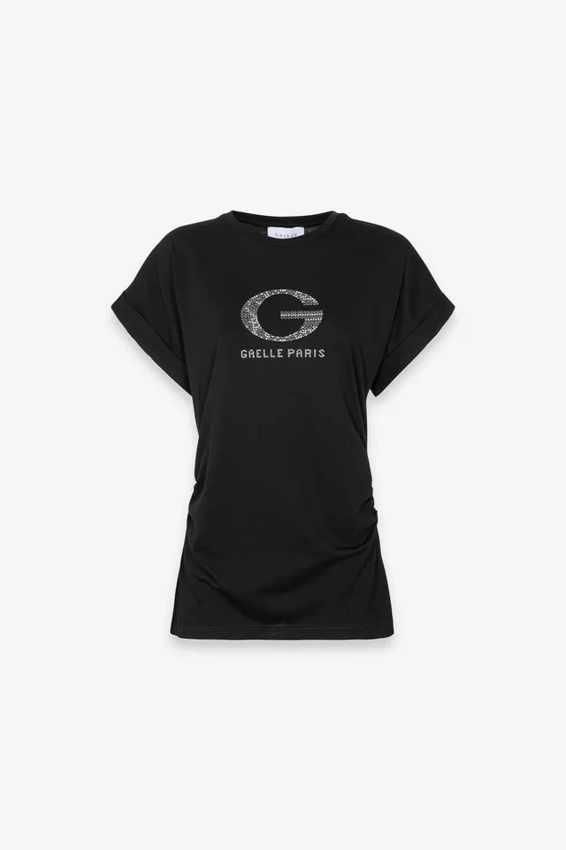 Gaelle Paris GAABW09372 T-shirt donna nero strass cotone