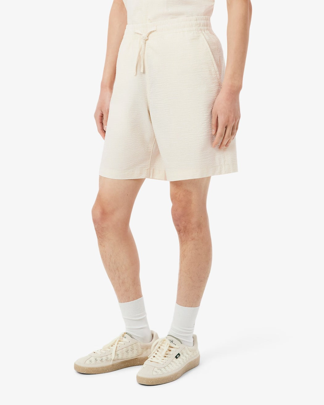 Lacoste GH1977 shorts uomo seersucker blanc beige