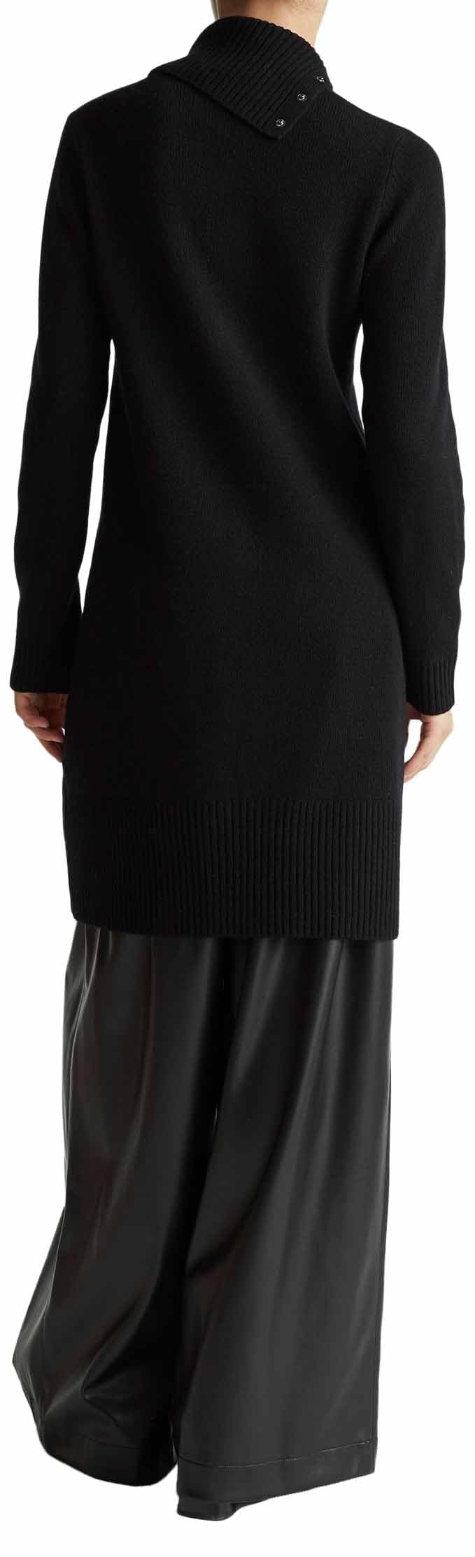 Benetton 1444dv02f vestito donna nero ginocchio svasato