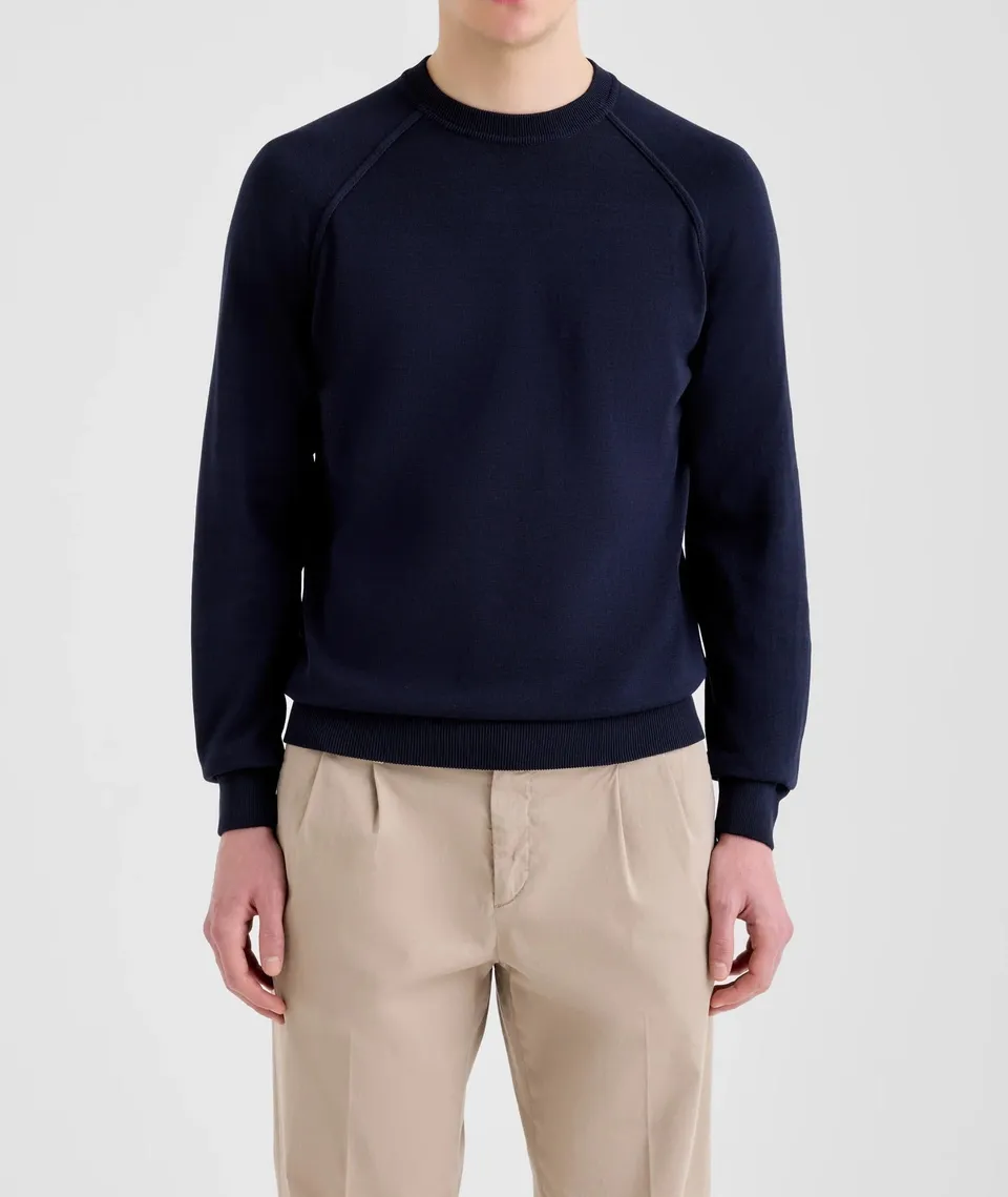 Filippo De Laurentiis CR12R Maglia Navy Cotone Crepe Uomo