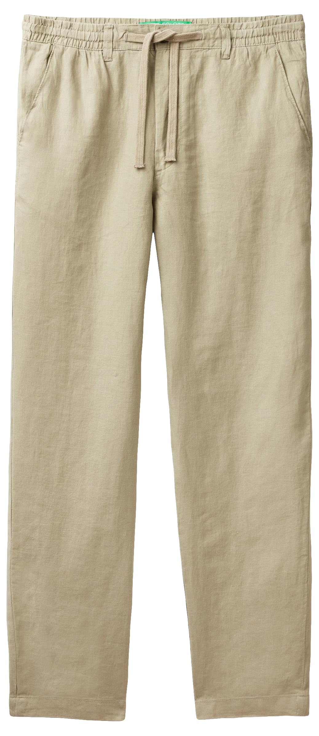 Benetton 4AGHUF00M Pantalone Uomo Verde Militare 42 in Lino