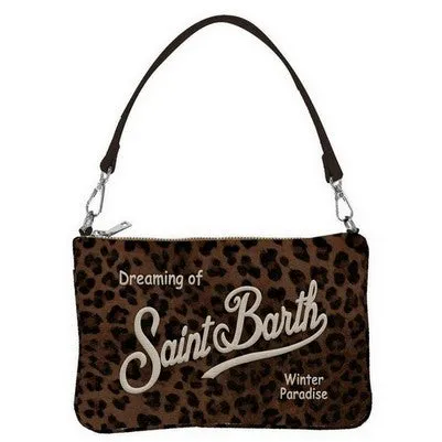 MC2 Saint Barth Parisienne Mini Felt pochette leopard marrone