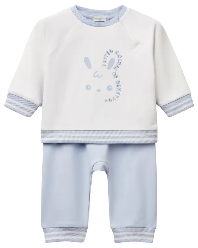 Benetton Comp. Tuta Felpa Unisex Girocollo Stretch Logo