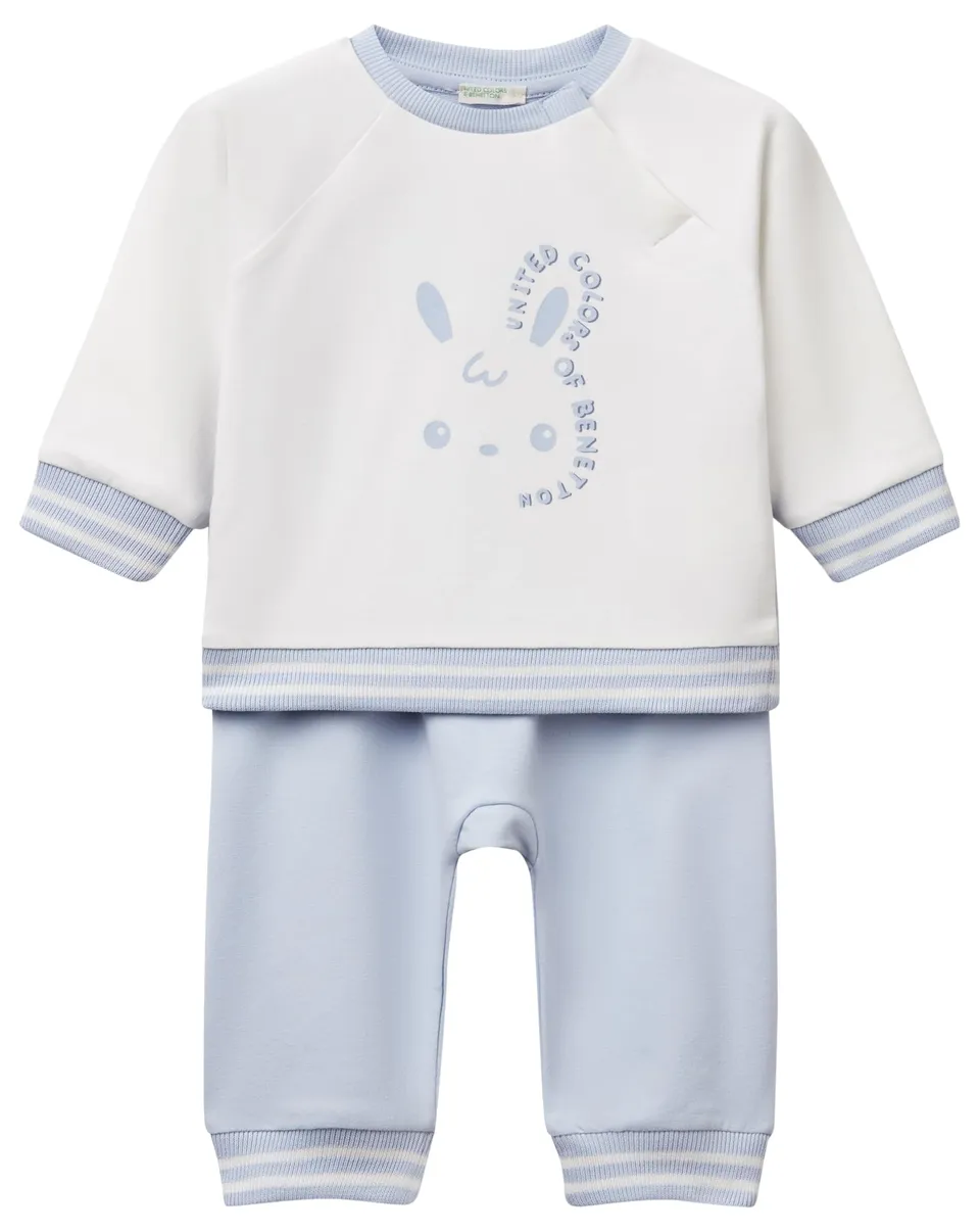 Benetton Comp. Tuta Felpa Unisex Girocollo Stretch Logo